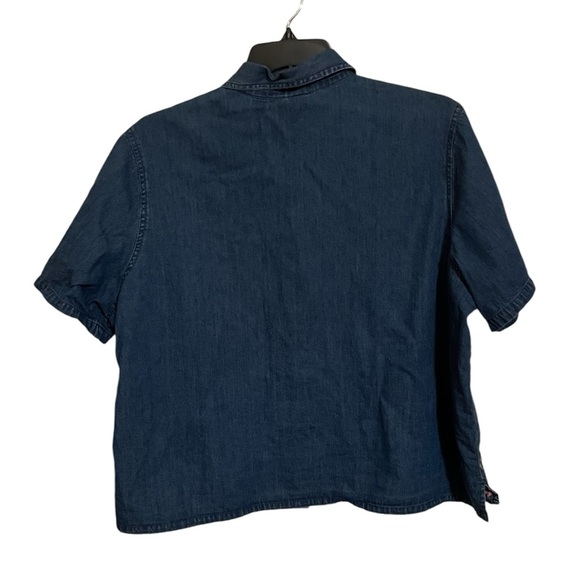 Plus Sz Jane Ashley top Women’s Denim Floral Embroidered Short Sl Vntg- Size 2X - Picture 5 of 5